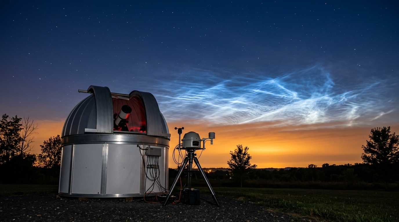 When Light Pollution Actually Helped: Documenting Noctilucent Clouds from Our Observatory